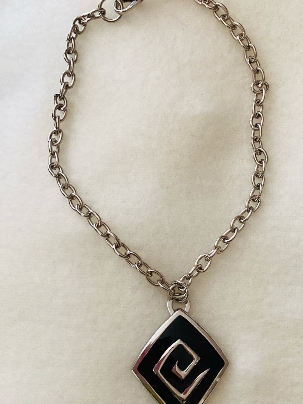 True Vintage Pierre Cardin Modernist Choker Necklace 11” Chain + Enamel Pendant
